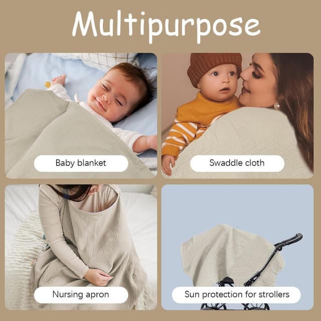 Detalle 2 de Aolso muslin breastfeeding cover, 100% cotton