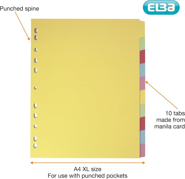 Detalle de Elba A4+ Yellow 10 Part File Dividers