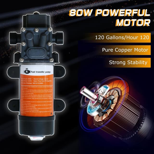 Detalle de Steauty 12V Fuel Transfer Pump (80W) with Cigarette Lighter Plug & Carrying Case