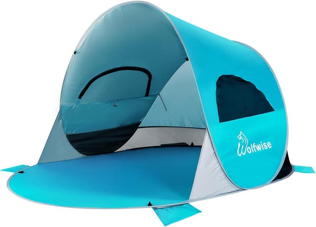 Detalle de Wolfwise Tenda pop-up istantanea per 3-4 persone UPF 50+ 220x145x120 cm, blu