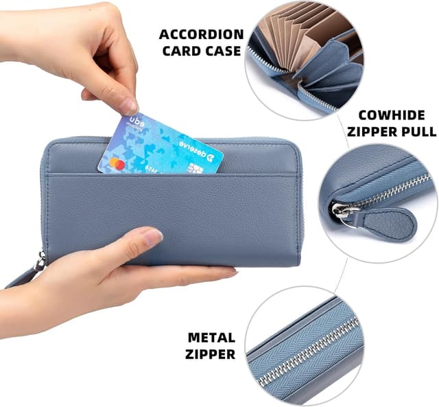 Thumbnail 4 de SCHLATUM RFID blocking leather zip wallet — large capacity 👛