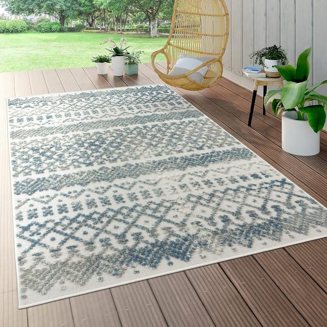 Detalle 1 de Paco Home tapis d’intérieur & extérieur 120x170 cm gris 3, motif géométrique