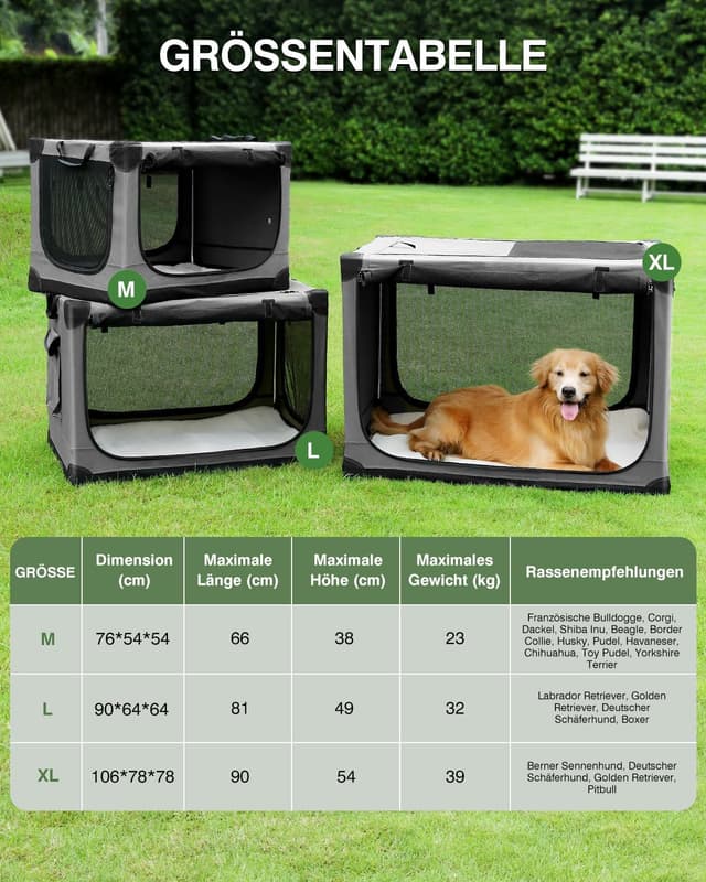 Detalle de derimkcoa faltbare Hundebox für mittlere Hunde (76 x 54 x 54 cm) – grau