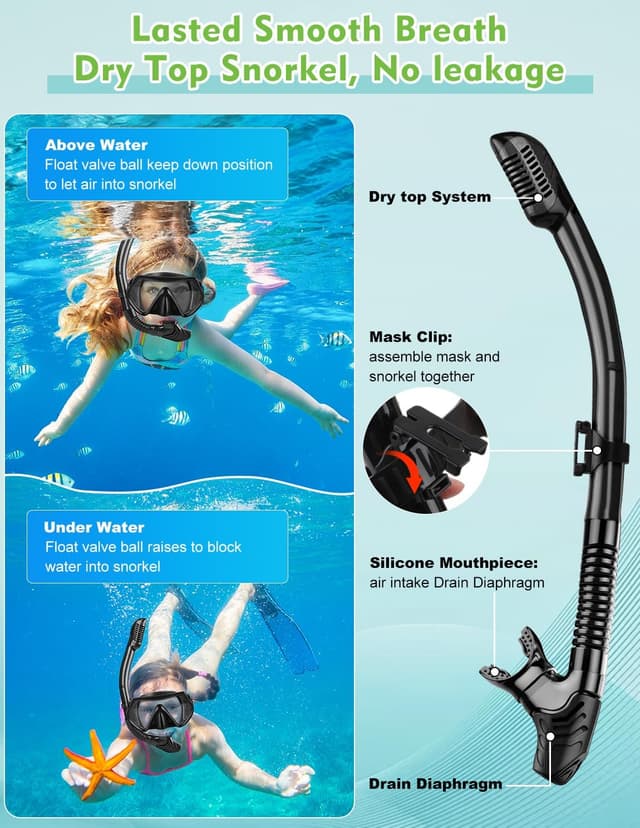 Detalle 2 de Hydomi snorkel set for adults 180° view