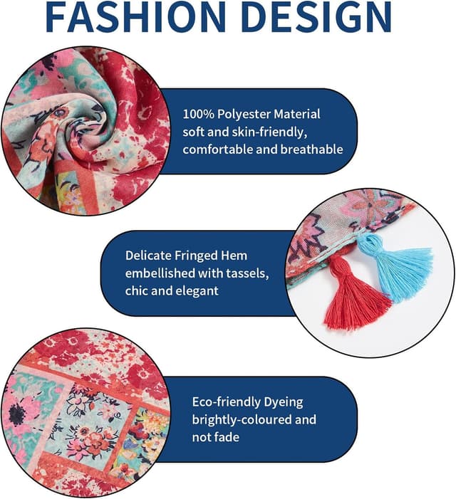 Detalle 2 de QIUTIMIY Écharpe légère fleurs léopard