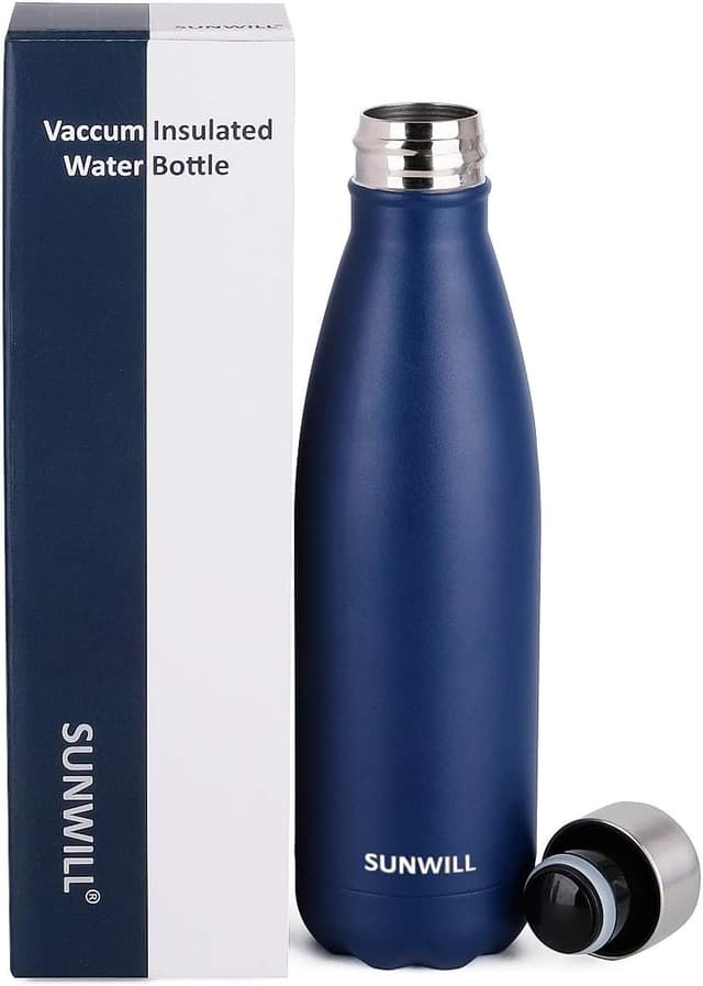 Detalle 2 de SUNWILL insulated stainless steel water bottle 500ml with vacuum insulation and leak-proof twist lid