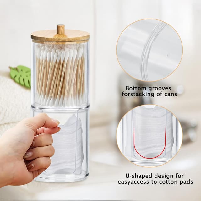 Detalle 2 de Gigmeta Acryl Wattestäbchen Behälter 3er-Set