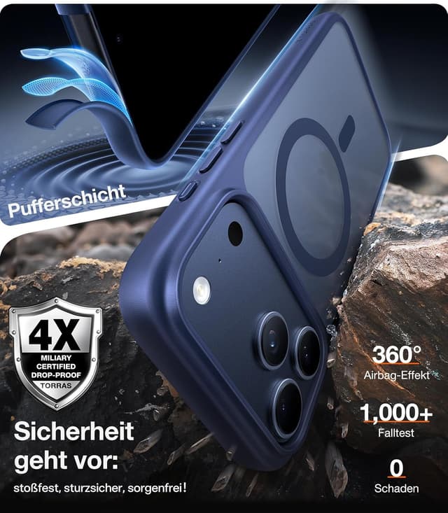 Detalle 2 de TORRAS Guardian‑Mag iPhone 17 Pro Hülle, stoßfest