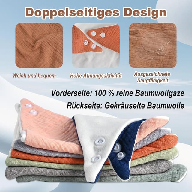 Detalle de Faburo Lätzchen Baby 8er Set Musselin