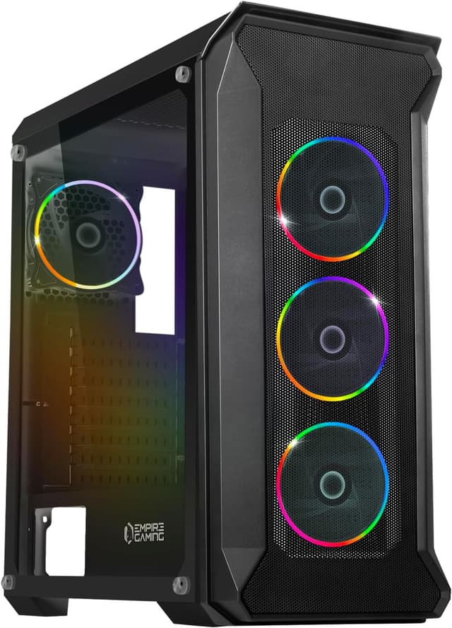 Detalle de EMPIRE GAMING Darkwitcher PC-Gehäuse (Mittel-Tower) für ATX & E-ATX mit ARGB, 4×120-mm PWM-Lüftern