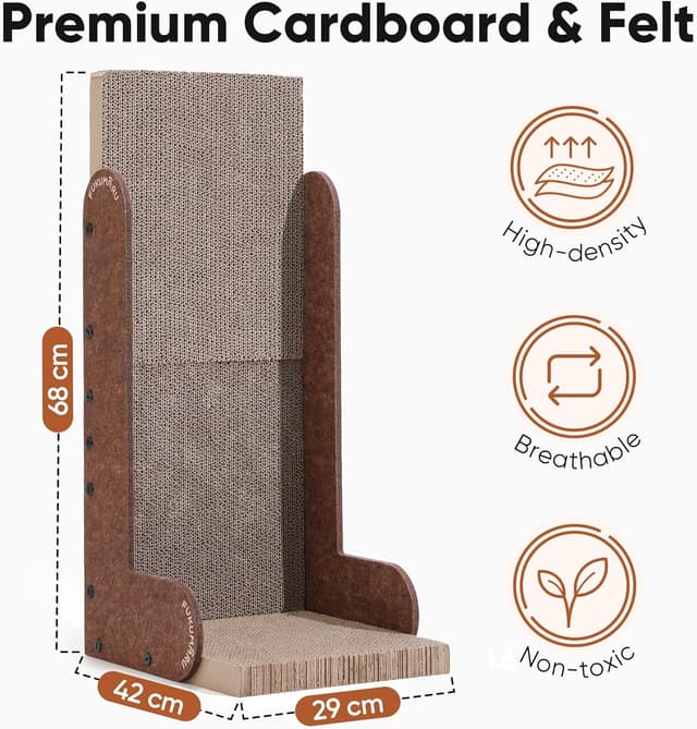 Detalle de FUKUMARU Cat Scratcher (68 cm L-shaped) wall scratch pad in caramel