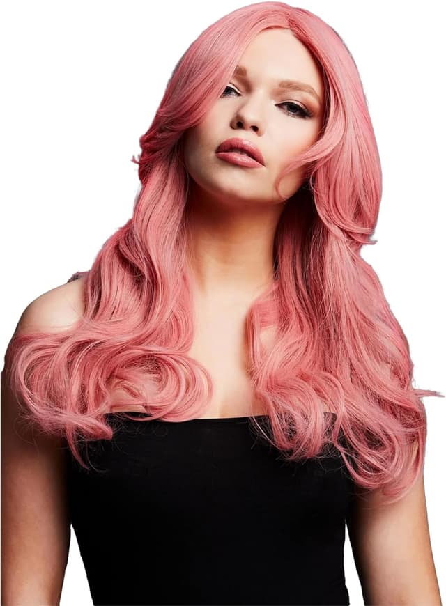 Detalle de Smiffys Fever Kollektion Nicole Perücke in Silberblond (66 cm) mit Seitenscheitel