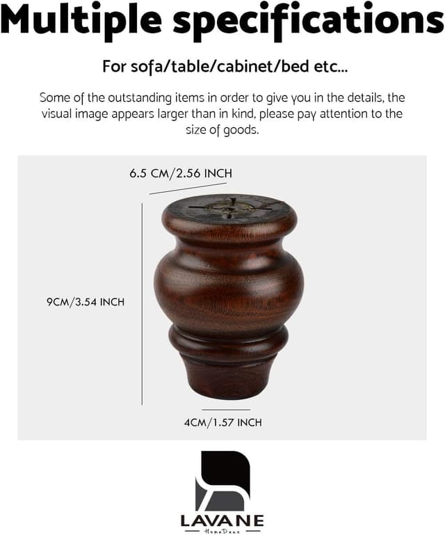 Thumbnail 5 de La Vane 4 inch Wooden Furniture Legs 4PCS