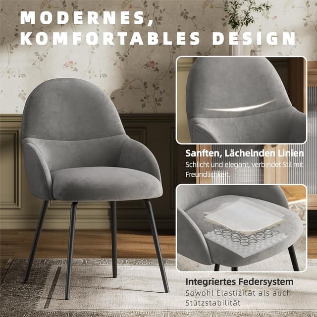 Detalle 1 de Set 6 sedie da pranzo con braccioli 55x60x87