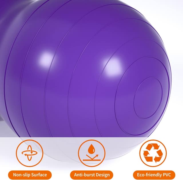 Detalle de DASKING Peanut Ball for Kids Therapy (90x45cm) anti-burst exercise ball with pump