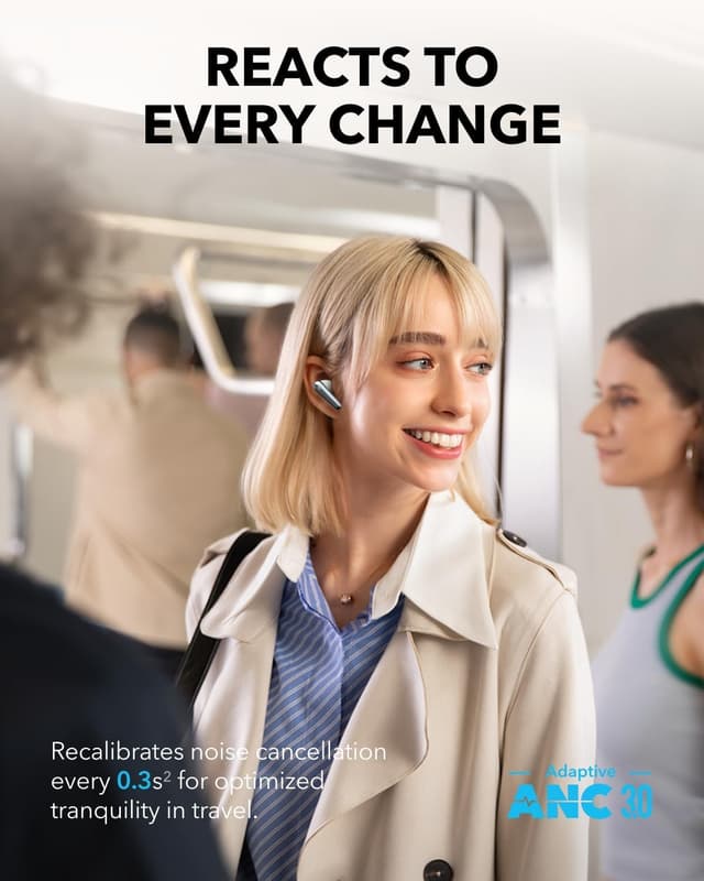 Detalle de soundcore Liberty 4 Pro by Anker true wireless earbuds with adaptive noise cancelling and AI-clear calls