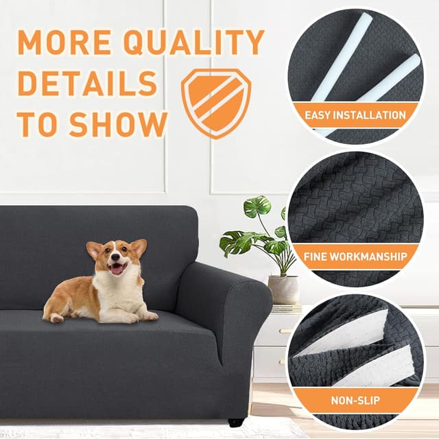 Detalle de Ystyle Copridivano 1 posto con braccioli elasticizzato antigraffio gatto, grigio