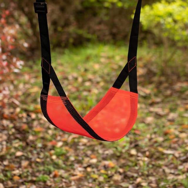 Detalle 2 de Kids Mesh Tree Swing with Adjustable Strap (Red) – Indoor/Outdoor Patio Playground Fun