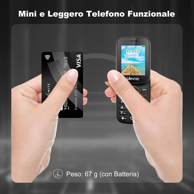Detalle 2 de Uleway 4G telefono cellulare compatto per anziani con doppia SIM, tasti grandi, USB‑C e radio FM (LCD da 1,77")