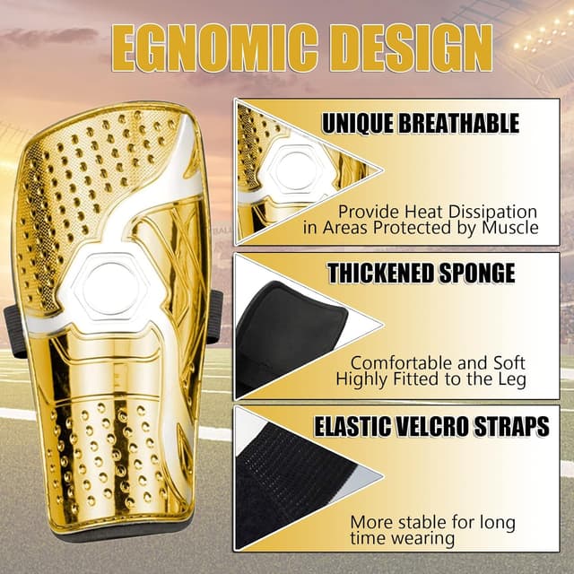 Detalle de Goldmiky Parastinchi da calcio per bambini (6-12 anni) con maniche elastiche e protezione per le gambe