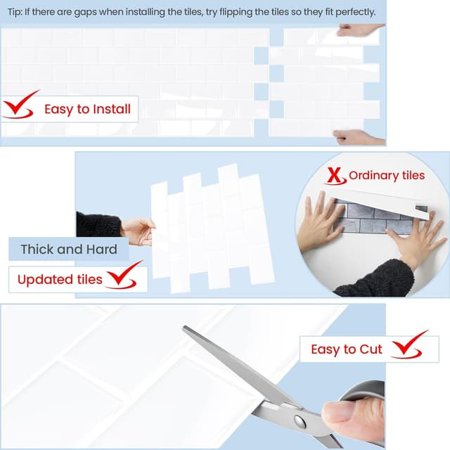 Detalle de Self adhesive 3D metro tiles 2.5 mm