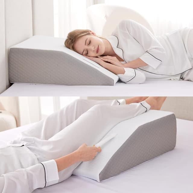Detalle de Ruqmuis 8-Inch Leg Elevation Pillow for After Surgery, Foam Wedge for Swelling & Pain Relief (White)