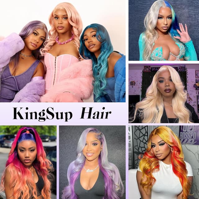 Detalle 2 de KingSup Grey Human Hair 13x6 HD Lace Body Wave Wig (250 Density) — 30 Inch