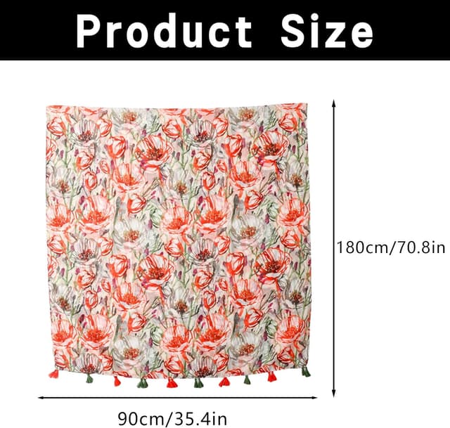 Detalle 2 de prinfantasy Scarf Women Shawls Wraps Soft Scarves, 180 x 85 cm long multiway shawl