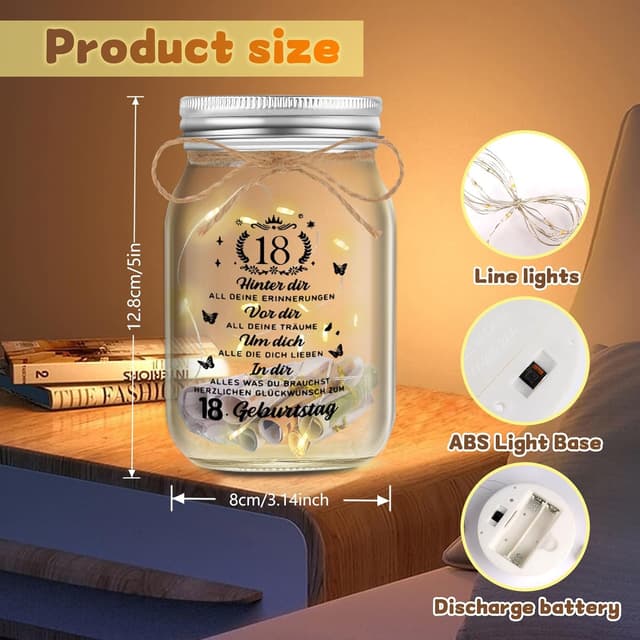Thumbnail 2 de Johiux LED Flaschenlicht 18 Geburtstag Geschenk 12,8x8