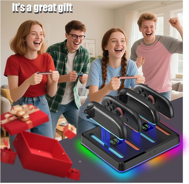 Thumbnail 6 de NANANINO Magnetic Charging Dock for Switch 2 Joy-Cons (4-in-1 fast charger, wall mount & RGB)