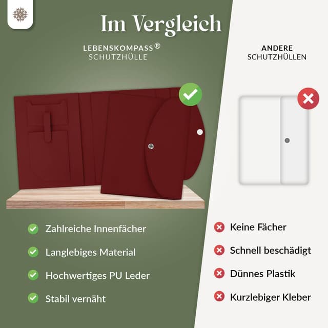 Thumbnail 5 de Lebenskompass Buchhülle – Buchtasche aus veganem PU