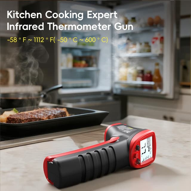 Detalle 2 de Eventek Infrared Thermometer Gun (-50°C to 600°C) digital laser pyrometer for non-contact temperature checks