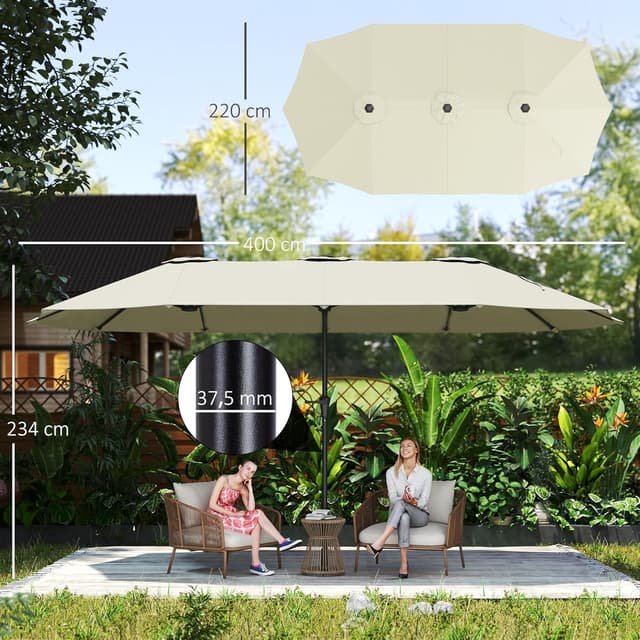 Thumbnail 6 de Outsunny parasol double rectangulaire 4 x 2,2 m avec manivelle et toile 180 g/m² (UPF30+)