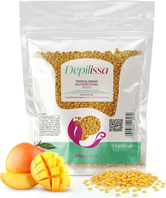 Detalle de Depilissa Perles de cire dépilatoire pour le visage, sourcils et zones intimes (sans bandes) – Tropical Mango