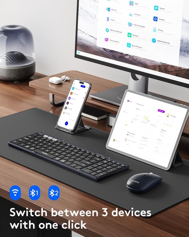 Detalle de Samsers Foldable Bluetooth Keyboard and Mouse Combo (Midnight) — foldable full-size travel set with 2.4G + BT5.0