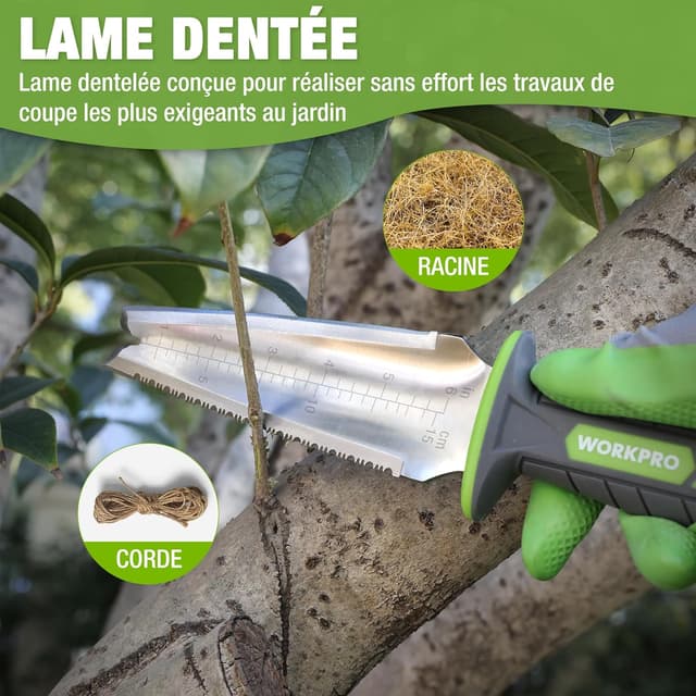 Detalle 2 de WORKPRO couteau de jardin multifonction denté
