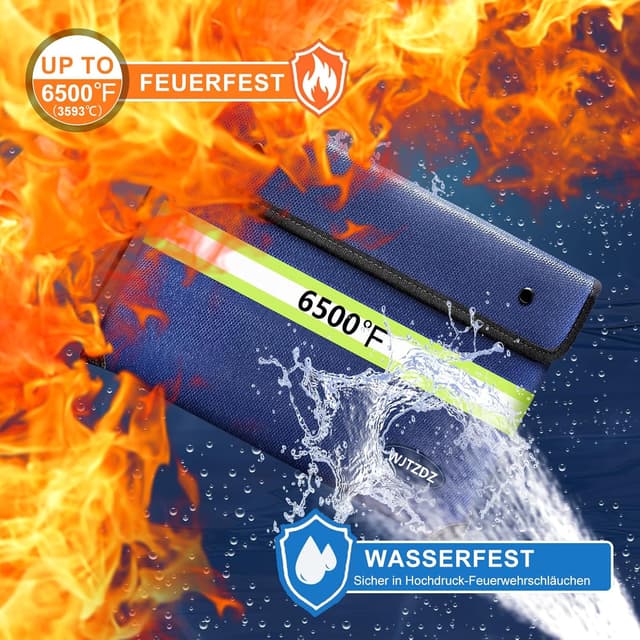 Detalle de Feuerfester Geldbeutel mit Griff – 6500 °F wasserdicht & 10-lagig isoliert (für Bargeld und Dokumente)