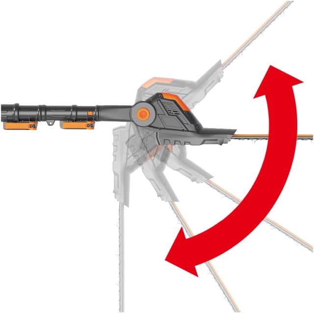 Detalle 2 de WORX WG252E.9 tagliasiepi con asta telescopica PowerShare (20 V max), pettine 45 cm