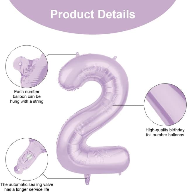 Thumbnail 2 de AOOSU Globo Número 2 Morado 101 cm