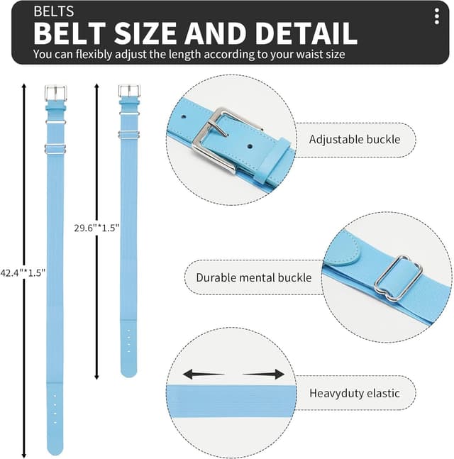 Detalle de QBK Youth Baseball Socks & Belt Combo Set for Kids (Ages 2–16) — Softball/Tee Ball Accessories