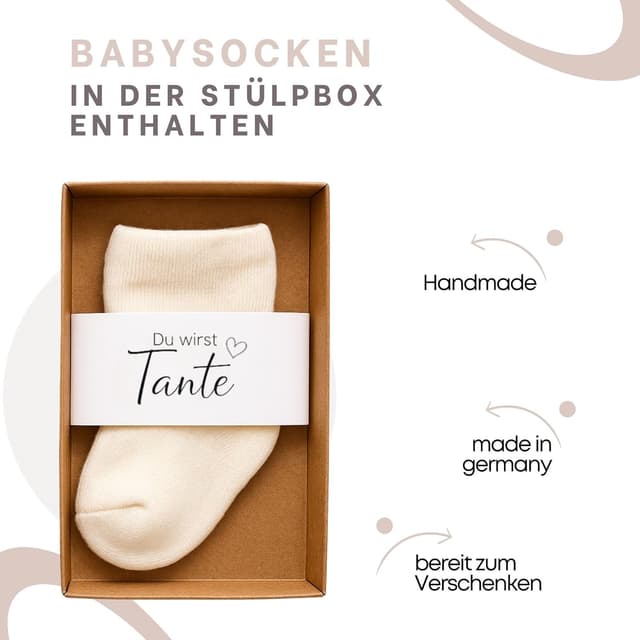Detalle 2 de Milaboo Geschenkbox zur Schwangerschaftsverkündung – personalisierte Überraschung „Du wirst Oma/Opa/Tante/Onkel“ mit Babysöckchen