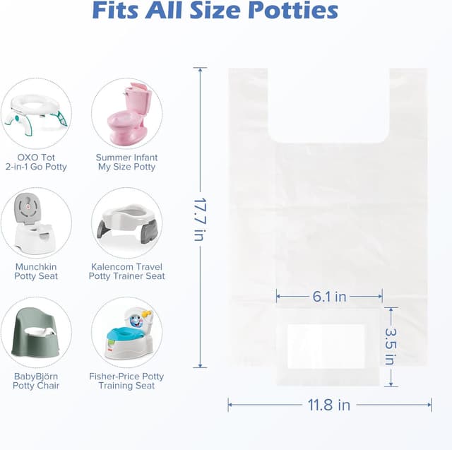 Detalle de Maliton Disposable Potty Liners (30 Pack) with Super Absorbent Pads – Universal travel potty refill bags