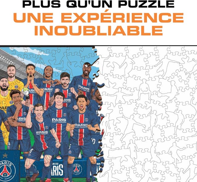 Detalle de Iconic Puzzles PSG Team Treble Winners 2024/25 – Puzzle en bois sous licence officielle, 150 pièces (taille S)