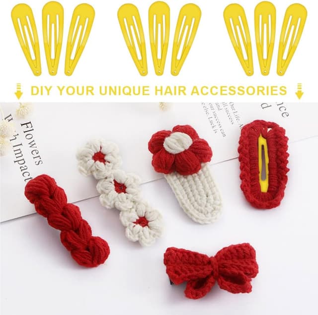 Detalle de LOPHE Fermagli per capelli da donna: 110 clip in metallo con molla, colore giallo