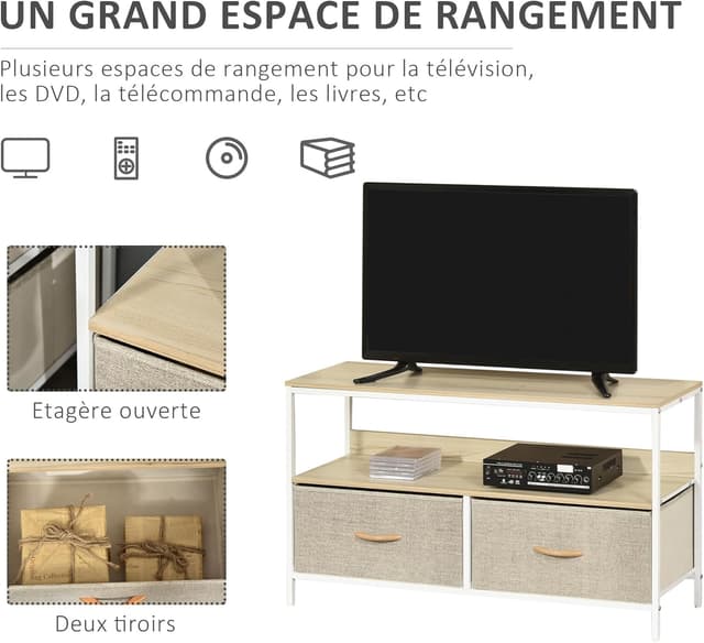 Thumbnail 3 de HOMCOM Meuble TV Bas sur Pieds 47 pouces