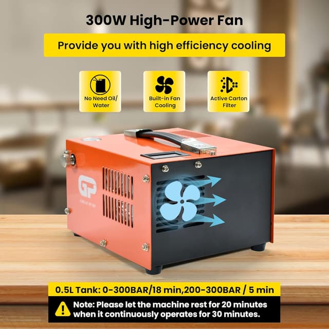 Thumbnail 6 de TUXING PCP Compressore d’aria portatile 4500 PSI/30 MPa con connettore rapido e adattatore di alimentazione incorporato