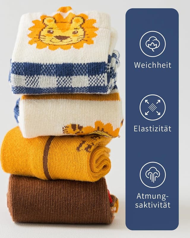Detalle de Kyopp 10/5 Paar Kindersocken mit Tier-Design (Funny Animals), Crew Socks aus Baumwollmischung