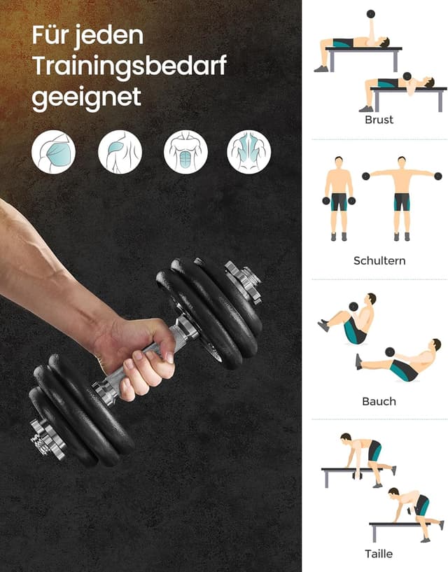 Thumbnail 3 de SONGMICS Hantelset aus Gusseisen 30 kg