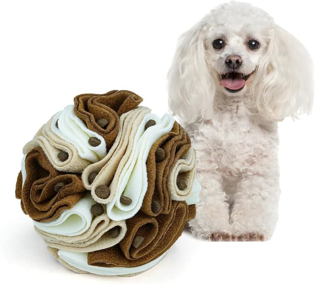 Detalle de Larimuer Pet Snuffle Ball (15cm) – puzzle snuffing interactive dog ball for treat training & enrichment