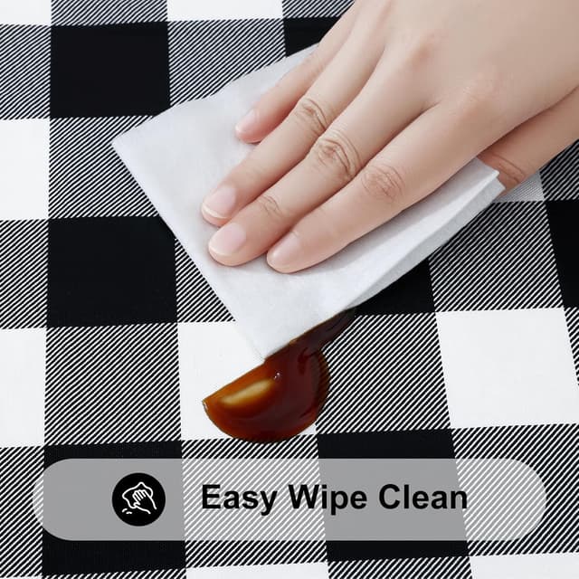 Detalle 2 de Smiry Rectangle Picnic Table Cloth (Elastic, Waterproof Fitted Vinyl) — Black and White, 30" x 72